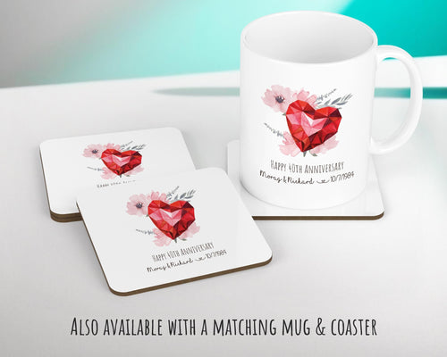 Personalised 40th Ruby Anniversary Gift Cushion 40 Years Custom Design Gift Valentines Present - Wedding Cushion Pillow Gift STC0095