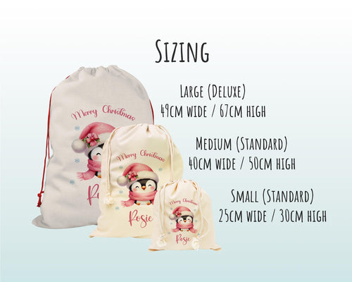 Personalized Penguin Christmas Sack – Cute Xmas Gift Bag XS044