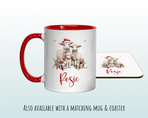 Personalized Christmas Sack – Cute Sheep Lamb Design, Xmas Gift Bag XS061