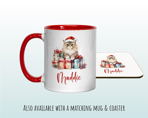 Personalized Christmas Sack – Cute Cat Design, Xmas Gift Bag XS054