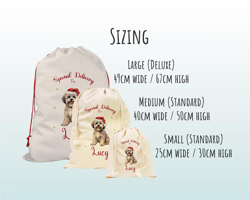 Personalised Lhasa Apso Dog Large Christmas Sack - Red Drawstring Bag for Xmas Presents - Christmas Eve Bag Box Decoration for Dogs XS128