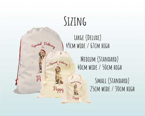 Personalised Yellow Labrador Large Christmas Sack - Red Drawstring Bag for Xmas Presents - Christmas Eve Bag Box Decoration for Dogs XS125