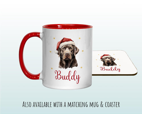 Personalised Chocolate Labrador Large Christmas Sack - Red Drawstring Bag for Xmas Presents Christmas Eve Bag Box Decoration for Dogs XS123