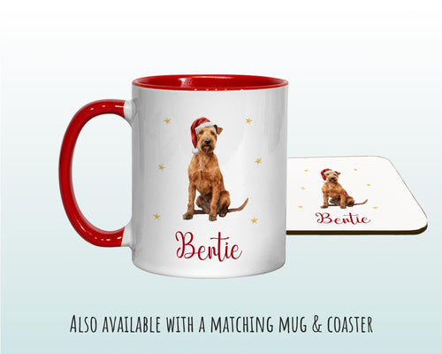 Personalised Irish Terrier Dog Large Christmas Sack - Red Drawstring Bag for Xmas Presents - Christmas Eve Bag Box Decoration for Dogs XS114
