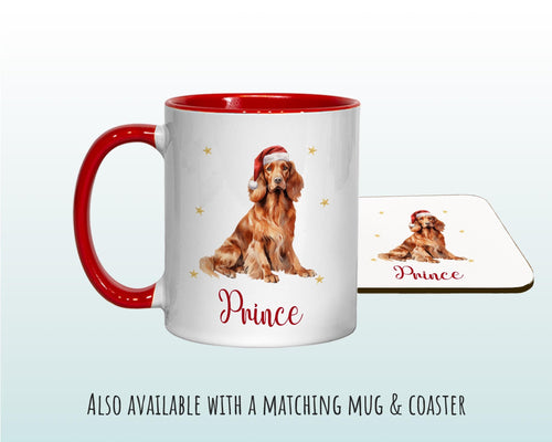 Personalised Irish Setter Large Christmas Sack - Red Drawstring Bag for Xmas Presents - Christmas Eve Bag Box Decoration for Dogs XS114