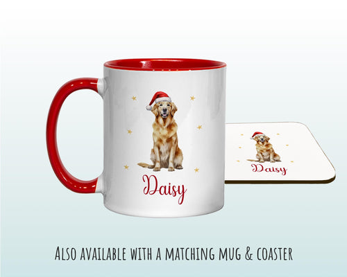 Personalised Golden Retriever Large Christmas Sack - Red Drawstring Bag for Xmas Presents - Christmas Eve Bag Box Decoration for Dogs XS109