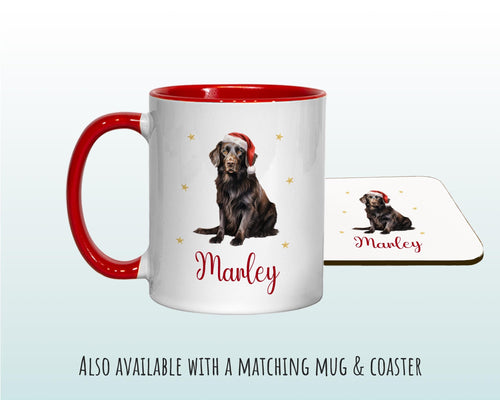 Personalised Flat Coated Retriever Large Christmas Sack Red Drawstring Bag for Xmas Presents Christmas Eve Bag Box Decoration for Dogs XS103