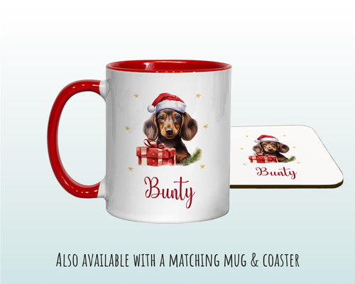 Personalised Dachshund Large Christmas Sack - Red Drawstring Bag for Xmas Presents - Christmas Eve Bag Box Decoration for Dogs XS093