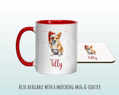Personalised Corgi Dog Large Christmas Sack - Red Drawstring Bag for Xmas Presents - Christmas Eve Bag Box Decoration for Dogs XS089