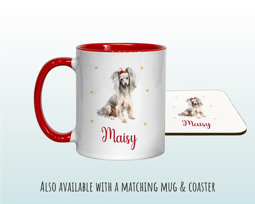 Personalised Chinese Crested Water Dog Large Christmas Sack - Red Drawstring Bag for Xmas Presents - Christmas Eve Bag Box Decoration XS085