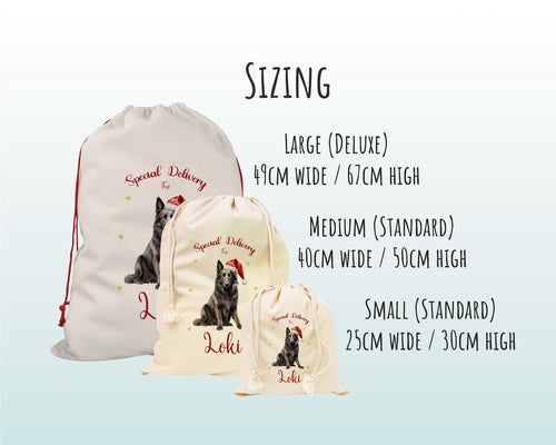 Personalised Belgian Sheepdog Large Christmas Sack - Red Drawstring Bag for Xmas Presents - Christmas Eve Bag Box Decoration for Dogs XS073