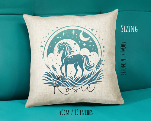 Personalised Horse Lover Cushion Gift Printed Name Design - Cushion Throw Pillow Gift For Boys Nursery Bedroom Birthday Gift G008