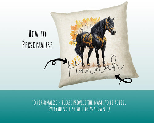Personalised Horse Lover Cushion Gift Printed Name Design - Cushion Throw Pillow Gift For Boys Nursery Bedroom Birthday Gift G007