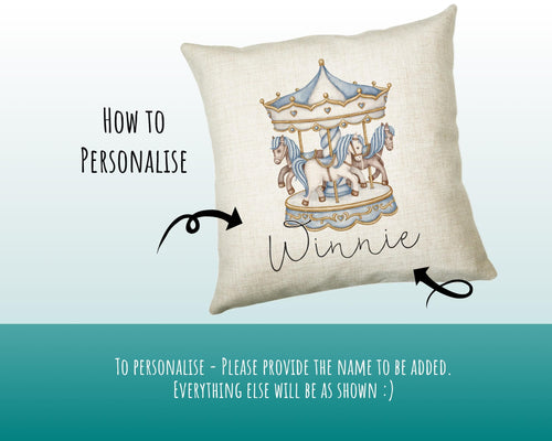 Personalised Horse Lover Cushion Gift Printed Name Design - Cushion Throw Pillow Gift For Boys Nursery Bedroom Birthday Gift G004