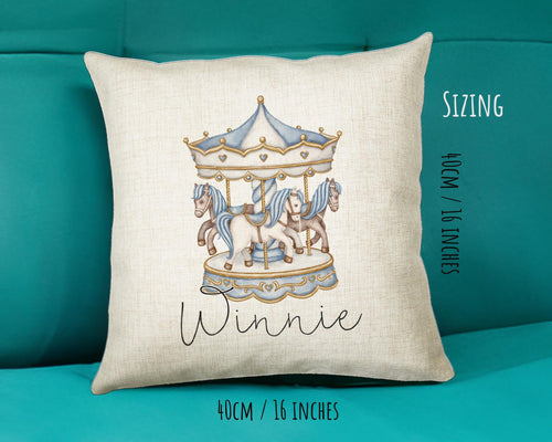 Personalised Horse Lover Cushion Gift Printed Name Design - Cushion Throw Pillow Gift For Boys Nursery Bedroom Birthday Gift G004