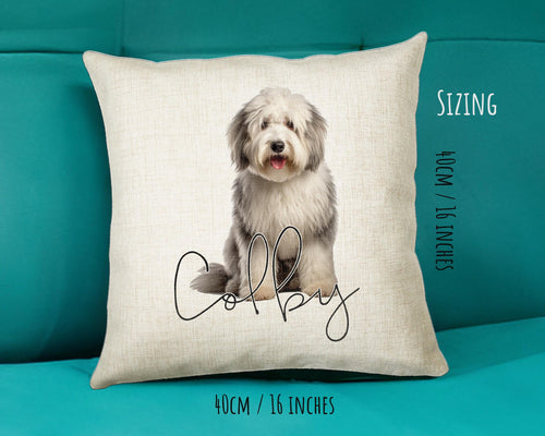 Personalised Old English Sheep Dog Dog Cushion Gift Printed Name Design - Cushion Throw Pillow Gift -Bedroom Birthday Christmas Gift CS560