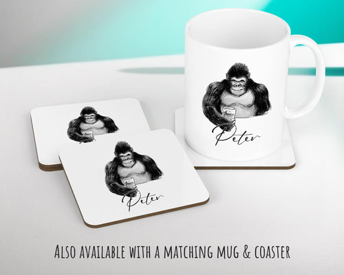 Personalised Gorilla Cushion Gift Printed Name Design - Cushion Throw Pillow Gift For Dad Friend Bedroom Birthday Christmas Gift CS500