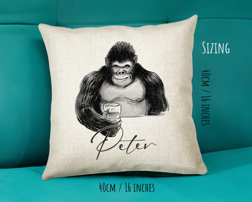 Personalised Gorilla Cushion Gift Printed Name Design - Cushion Throw Pillow Gift For Dad Friend Bedroom Birthday Christmas Gift CS500