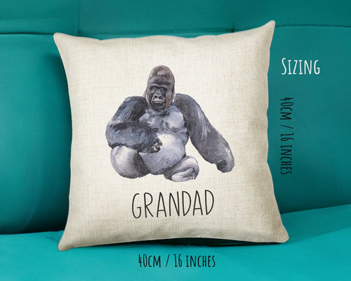 Personalised Gorilla Cushion Gift Printed Name Design - Cushion Throw Pillow Gift For Dad Friend Bedroom Birthday Christmas Gift CS501