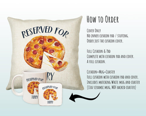 Personalised Pizza Reserved For Cushion Gift Printed Name Design Cushion Throw Pillow Gift For Him Her Christmas Gift CS364