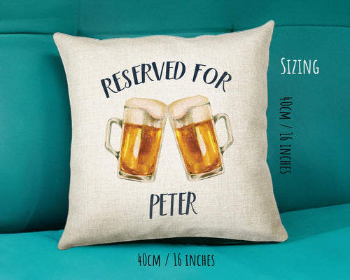 Personalised Beer Glass Reserved For Cushion Gift Printed Name Design Cushion Throw Pillow Gift For Him Her Christmas Gift CS341