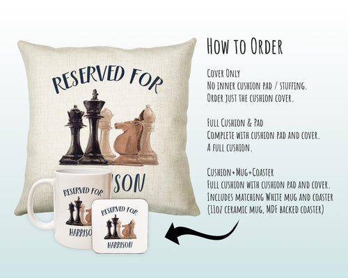 Personalised Chess Reserved For Cushion Gift Printed Name Design Cushion Throw Pillow Gift For Him Her Christmas Gift CS354