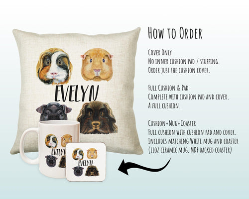 Personalised Guinea Pig Cushion Gift Printed Name Design - Cushion Throw Pillow Gift For Mum Friend Bedroom Birthday Christmas Gift CS331