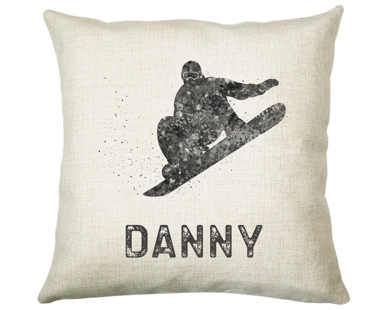Personalised Snowboarding Cushion Gift Boys Girls Bedroom Printed Name Design - Pillow Gift Skiing Mountain Decor CS268
