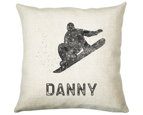 Personalised Snowboarding Cushion Gift Boys Girls Bedroom Printed Name Design - Pillow Gift Skiing Mountain Decor CS268