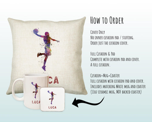 Personalised Basketball Cushion Gift For Him Boys Bedroom Printed Name Design - Birthday Pillow Gift Sport Decor CS274