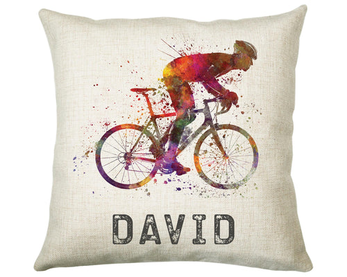 Personalised Cycling Cushion Gift Boys Girls Bedroom Printed Name Design - Birthday Pillow Gift Sport Competition Decor  CS271