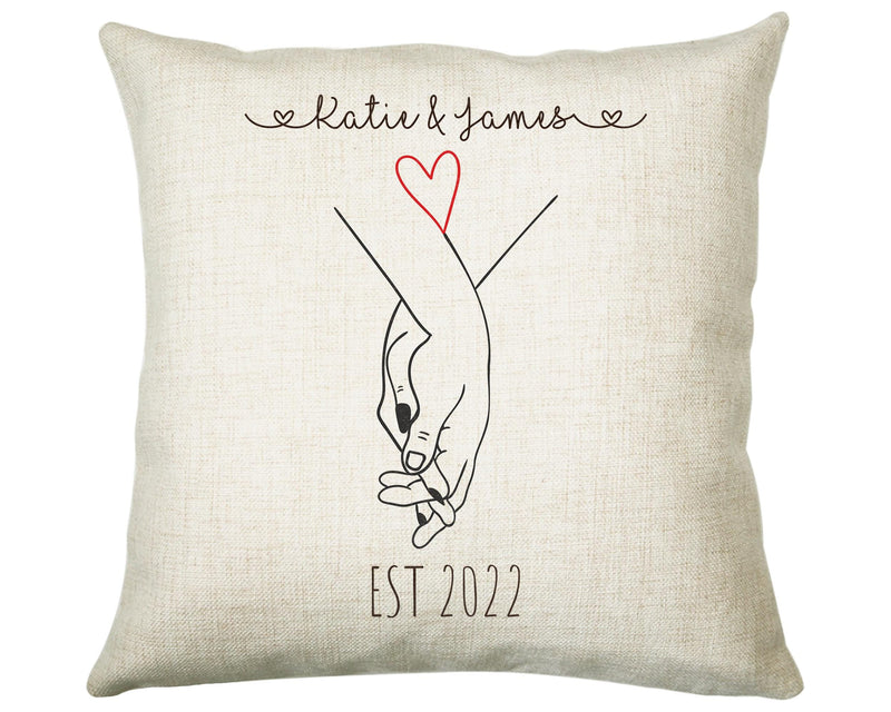 Personalised Holding Hands Gift Cushion Two Years Custom Design Gift Present - Wedding Cushion Pillow Gift STC0099