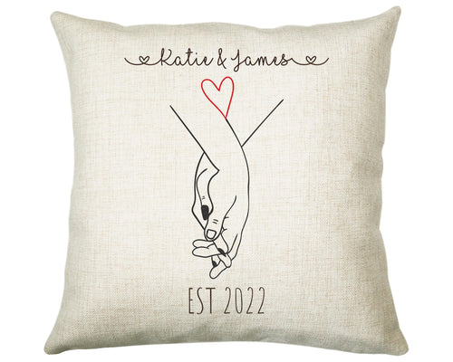 Personalised Holding Hands Gift Cushion Two Years Custom Design Gift Present - Wedding Cushion Pillow Gift STC0099