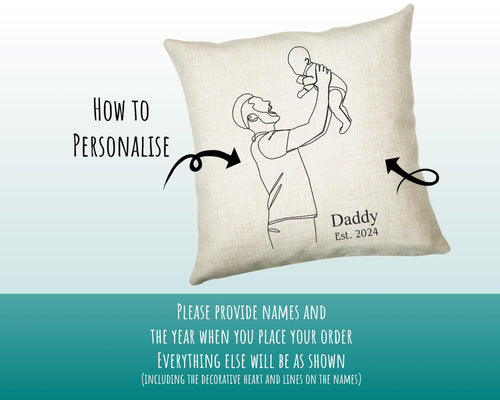 First Fathers Day Cushion Personalised Gift for Dad - Our 1st First Fathers Day Gift For Daddy - Dad and Baby Gift from Newborn SMC001