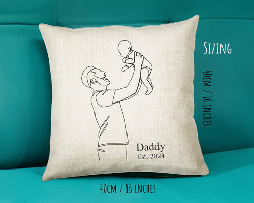 First Fathers Day Cushion Personalised Gift for Dad - Our 1st First Fathers Day Gift For Daddy - Dad and Baby Gift from Newborn SMC001