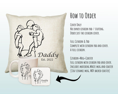 Fathers Day Cushion Personalised Gift for Dad - Established Date Fathers Day Gift For Daddy - Dad and Kids Gift from Son Daughter SMC004