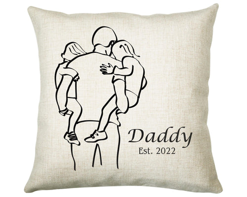 Fathers Day Cushion Personalised Gift for Dad - Established Date Fathers Day Gift For Daddy - Dad and Kids Gift from Son Daughter SMC004