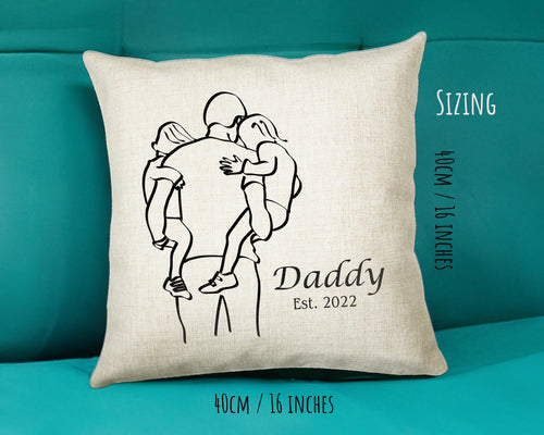 Fathers Day Cushion Personalised Gift for Dad - Established Date Fathers Day Gift For Daddy - Dad and Kids Gift from Son Daughter SMC004