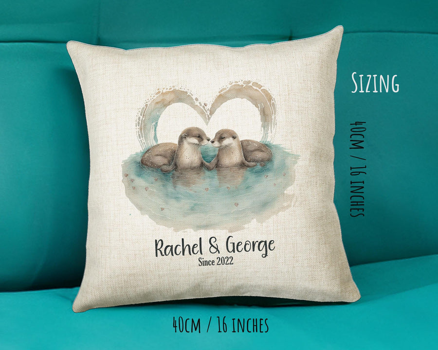 Personalised Valentines Day Otters Cushion Gift - Otterly In Love Cushion Throw Pillow Gift For Him Her Boyfriend Girlfriend Gift CS518