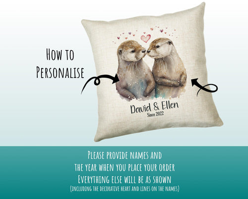 Personalised Valentines Day Otters Cushion Gift - Otterly In Love Cushion Throw Pillow Gift For Him Her Boyfriend Girlfriend Gift CS519