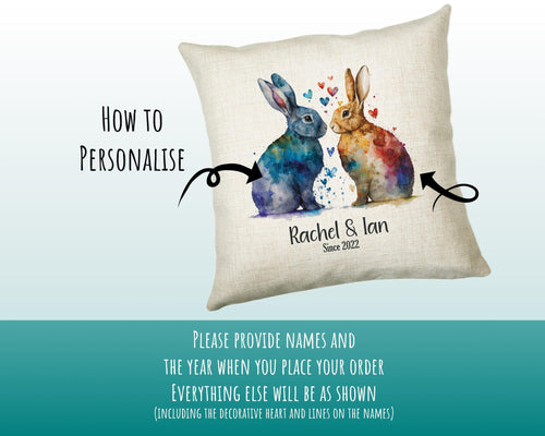 Personalised Valentines Day Bunny Rabbits Cushion Gift - Colourful Cushion Throw Pillow Gift For Him Her Boyfriend Girlfriend Gift CS520