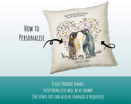Personalised Valentines Day Penguins Cushion Gift - You Are My Penguin Cushion Throw Pillow Gift For Him Her Husband Wife Gift CS515