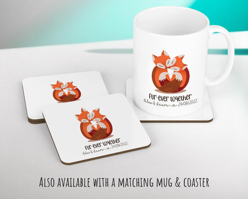 Personalised Fur-ever Together Fox Gift Cushion Two Years Custom Design Gift Present - Foxes Couple Wedding Cushion Pillow Gift STC115