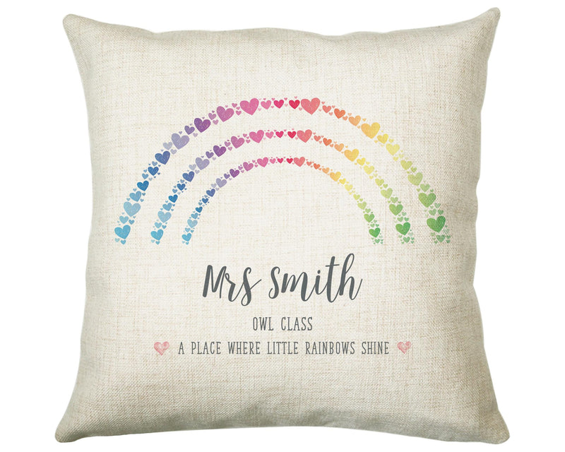 Personalised Teacher Appreciation Cushion Rainbow Gift Thank You Gift - End of School Throw Pillow Gift For Teachers Gift CS214