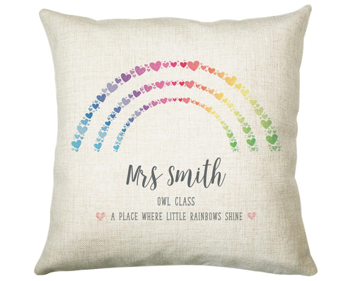 Personalised Teacher Appreciation Cushion Rainbow Gift Thank You Gift - End of School Throw Pillow Gift For Teachers Gift CS214