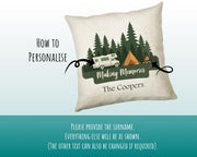 Personalised Caravan Camping Lovers Cushion Gift Forest Trees Design For Caravan Motorhome Owners Enthusiasts CS198