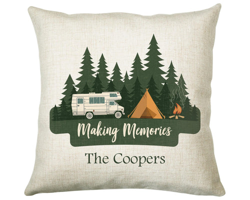 Personalised Caravan Camping Lovers Cushion Gift Forest Trees Design For Caravan Motorhome Owners Enthusiasts CS198