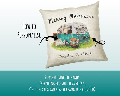 Personalised Caravan Camping Lovers Cushion Gift Shabby Chic Design For Caravan Motorhome Owners Enthusiasts CS196