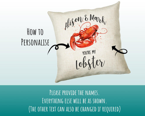 Personalised 2nd Anniversary Cushion Gift - You're My Lobster Cushion - Wedding Anniversary Friends Throw Pillow Gift For Him Her Gift CS116