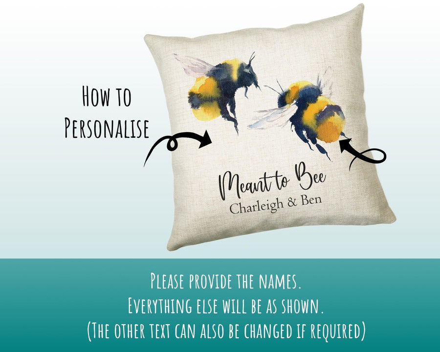 Personalised 2nd Wedding Anniversary Meant To Bee Cushion Gift - Cotton Anniversary Bumble Bee Cushion Throw Pillow Gift For Him Her CS115